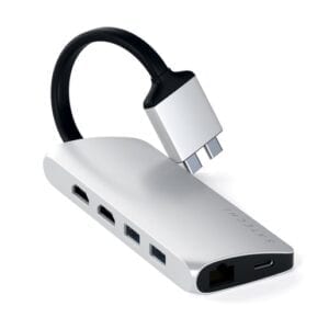 USB-хаб Satechi Type-C Dual Multimedia Adapter для Macbook с двумя портами USB-C (2018-2020 MacBook Pro, 2018-2020 MacBook Air and 2018 Mac Mini)